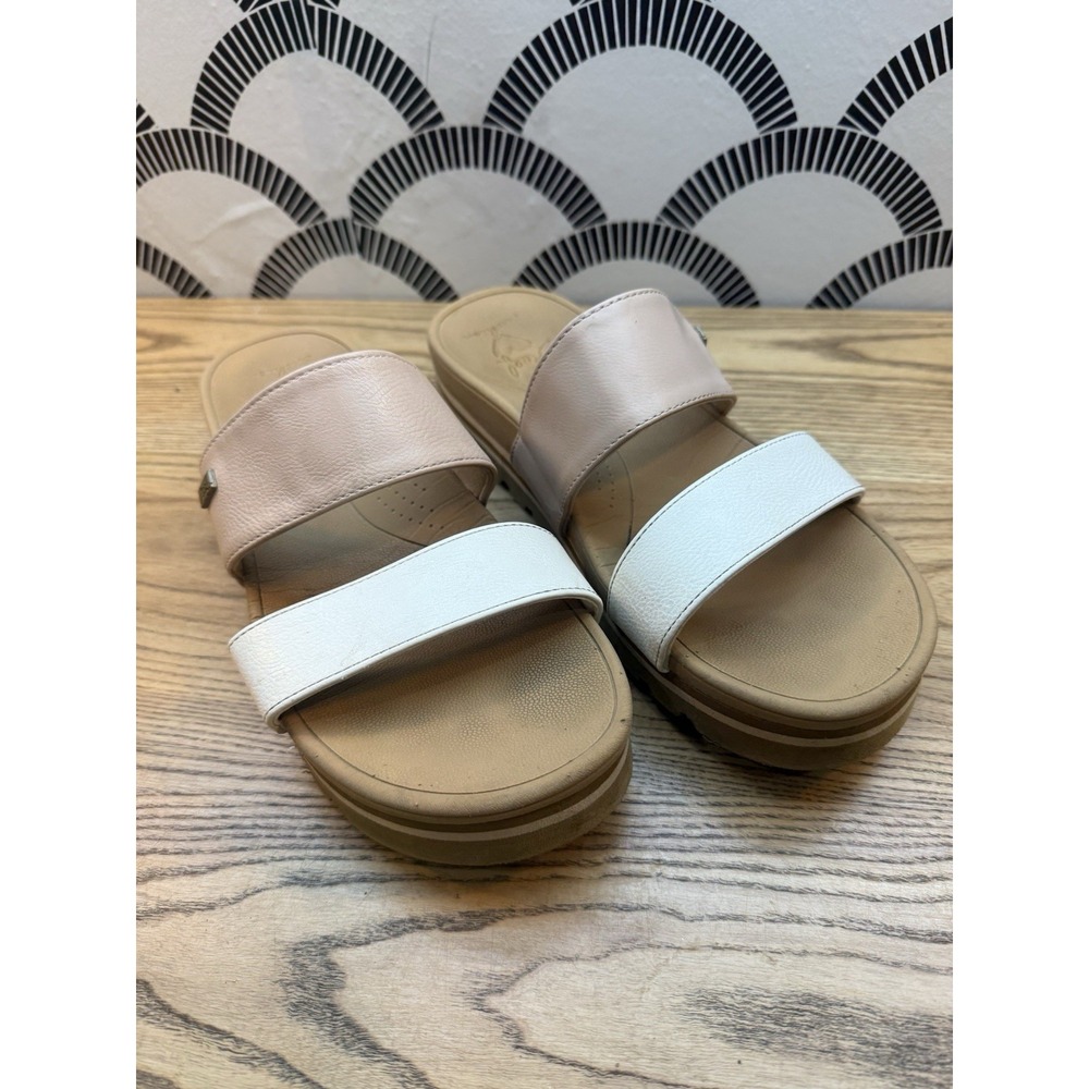 Reef Women Banded Horizon HI, Size 9‎ Women's Pink & White Slip on Cushion Comfy